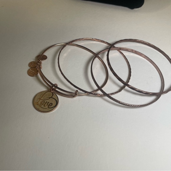 Elegant Rose Gold Tone “Love” Bangle Bracelet Set - Picture 2 of 4